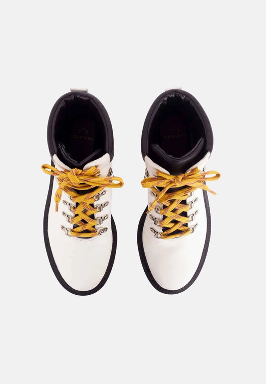 White Combat Boots – Stylish 9 cm Block Heel Design