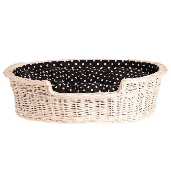 Whitewashed Wicker Dog Bed Poppy With Cushion, 100x75 cm