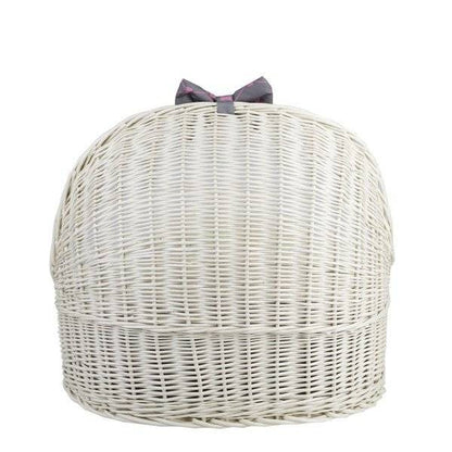 Whitewashed Wicker Pet House Elsa With Cushion